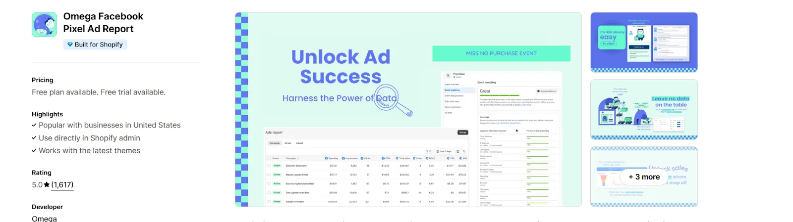 Omega Facebook Pixel Ad Report